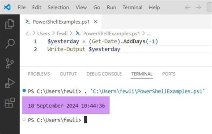 Powershell Subtract 1 day from variable date