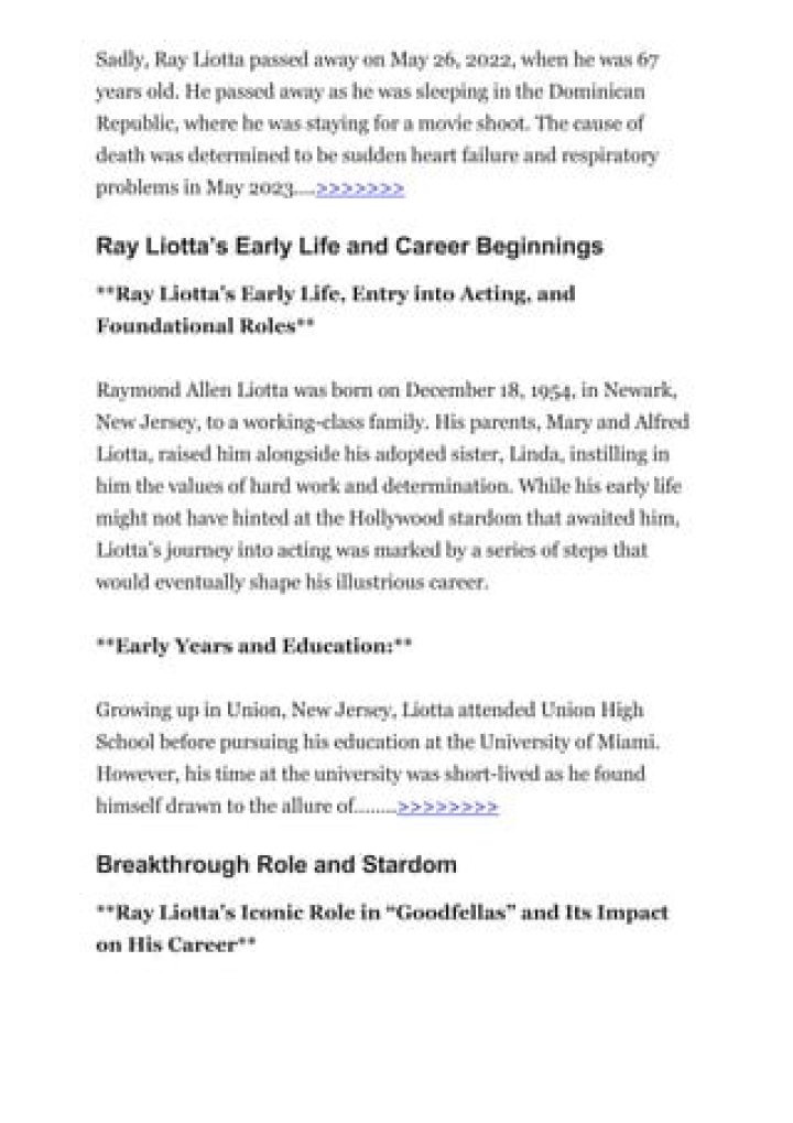 Ray Liotta Net Worth, Wife, Personal Life, Career & Biography